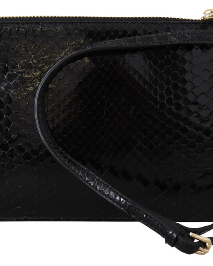 Dolce & Gabbana Black Leather Coin Purse Wristlet Mirror Agnese Wallet