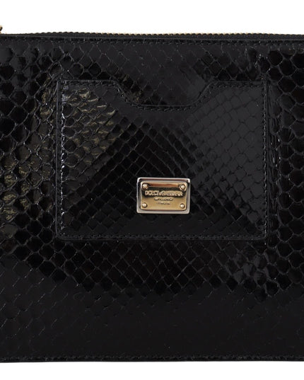 Dolce & Gabbana Black Leather Coin Purse Wristlet Mirror Agnese Wallet