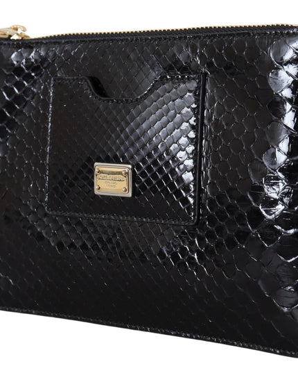 Dolce & Gabbana Black Leather Coin Purse Wristlet Mirror Agnese Wallet