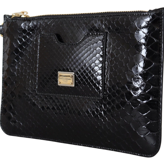 Dolce & Gabbana Black Leather Coin Purse Wristlet Mirror Agnese Wallet