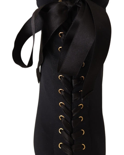 Dolce & Gabbana Black Stretch Short Ankle Boots Shoes
