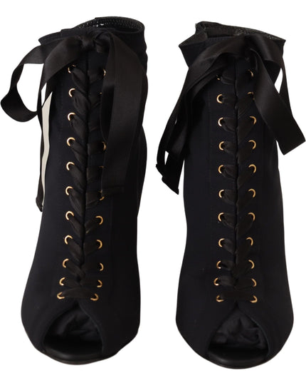 Dolce & Gabbana Black Stretch Short Ankle Boots Shoes