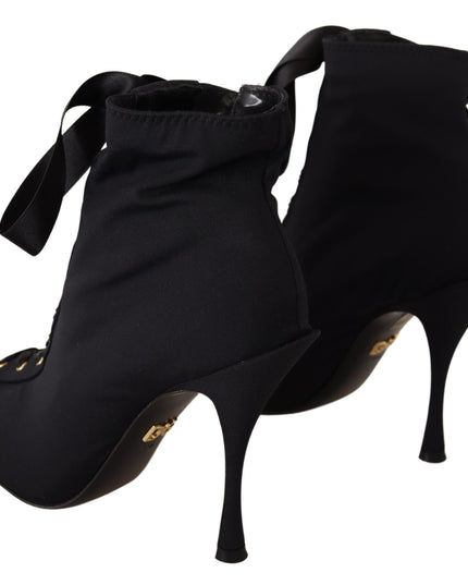 Dolce & Gabbana Black Stretch Short Ankle Boots Shoes