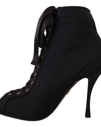 Dolce & Gabbana Black Stretch Short Ankle Boots Shoes