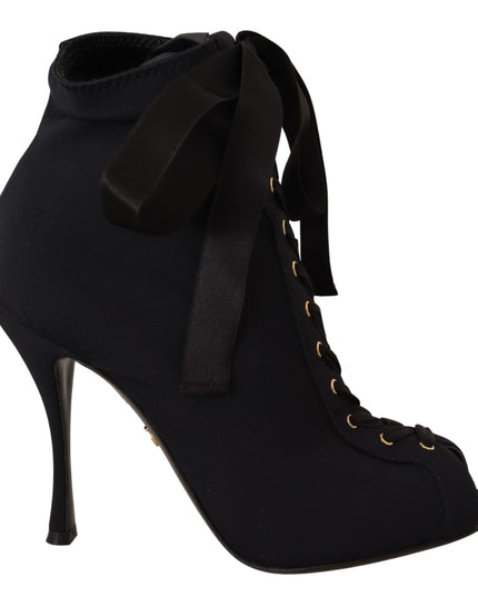 Dolce & Gabbana Black Stretch Short Ankle Boots Shoes
