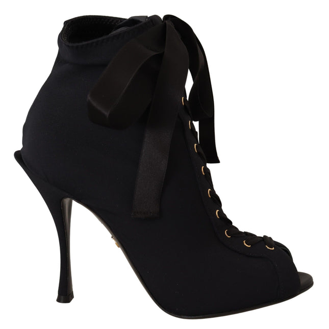 Dolce & Gabbana Black Stretch Short Ankle Boots Shoes