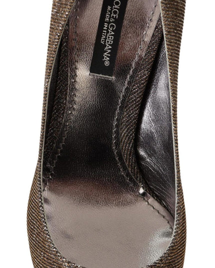 Dolce & Gabbana Gold Silver Fabric Heels Pumps Shoes