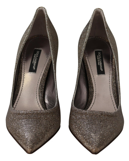 Dolce & Gabbana Gold Silver Fabric Heels Pumps Shoes