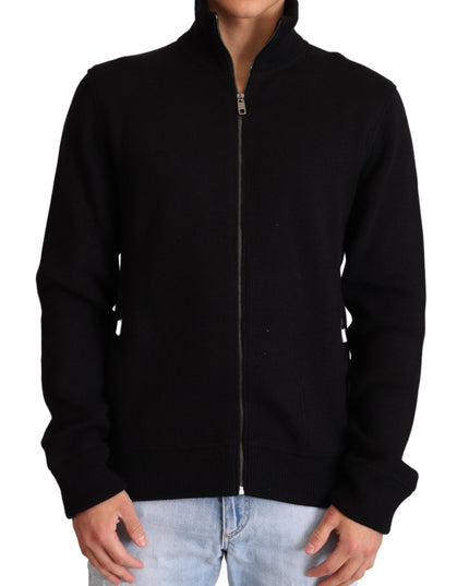 Dolce & Gabbana Black Cashmere Zipper Mens Sweater