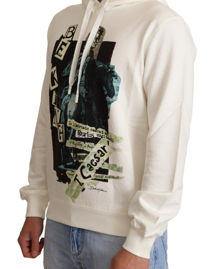 Dolce & Gabbana White King Ceasar Cotton Hooded Sweater