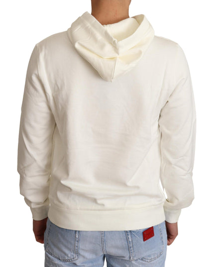 Dolce & Gabbana White King Ceasar Cotton Hooded Sweater