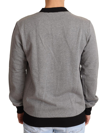 Dolce & Gabbana Gray Crown King Cotton Pullover Sweater