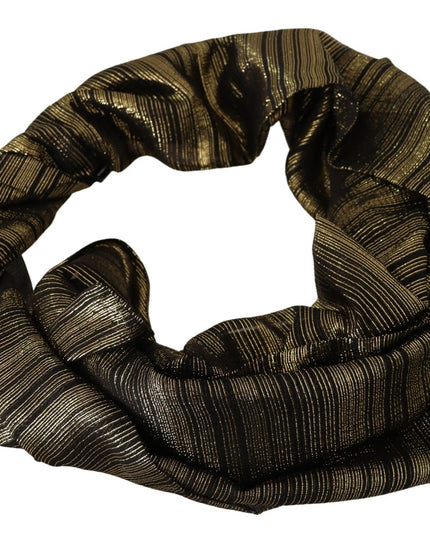 Dolce & Gabbana Metallic Gold Silk Stretch Shawl Wrap Scarf