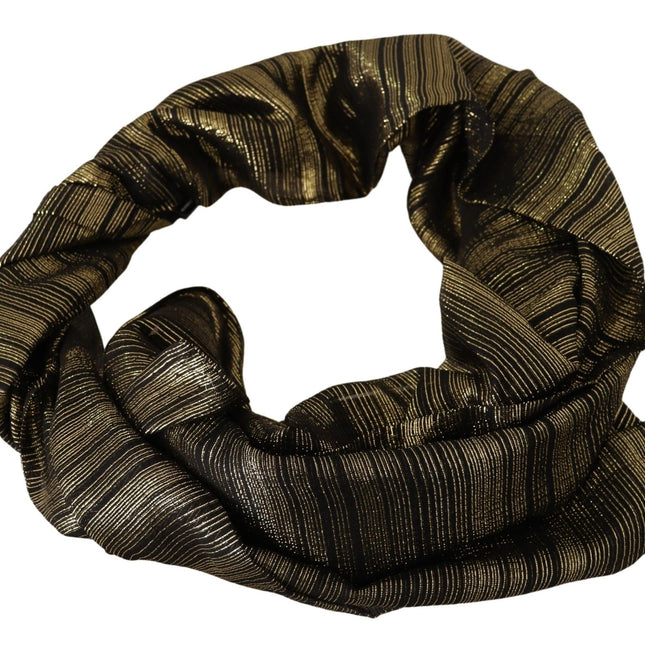 Dolce & Gabbana Metallic Gold Silk Stretch Shawl Wrap Scarf