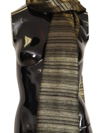Dolce & Gabbana Metallic Gold Silk Stretch Shawl Wrap Scarf
