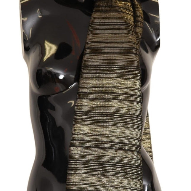 Dolce & Gabbana Metallic Gold Silk Stretch Shawl Wrap Scarf