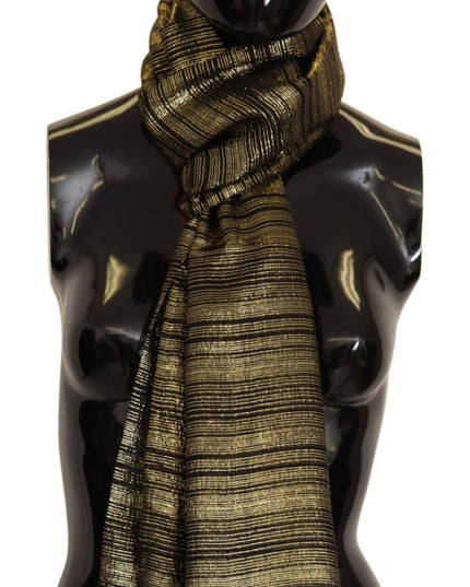 Dolce & Gabbana Metallic Gold Silk Stretch Shawl Wrap Scarf