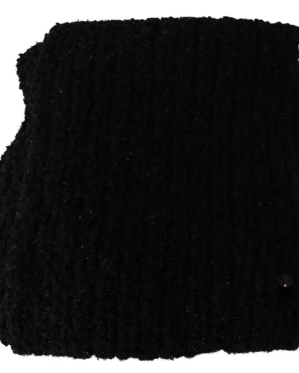 Dolce & Gabbana Black Virgin Wool Knitted Wrap Shawl Scarf