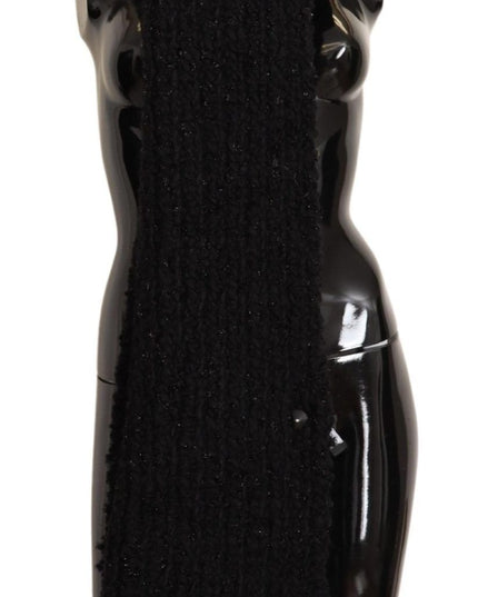 Dolce & Gabbana Black Virgin Wool Knitted Wrap Shawl Scarf