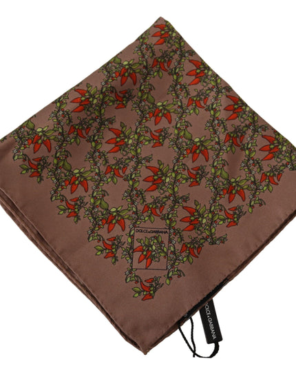 Dolce & Gabbana Brown Carrots Print Silk Handkerchief