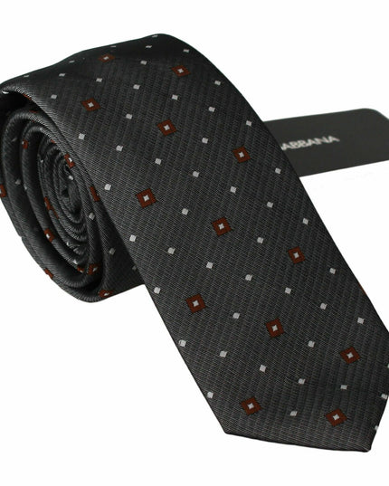 Dolce & Gabbana Gray Patterned Classic Mens Slim Necktie