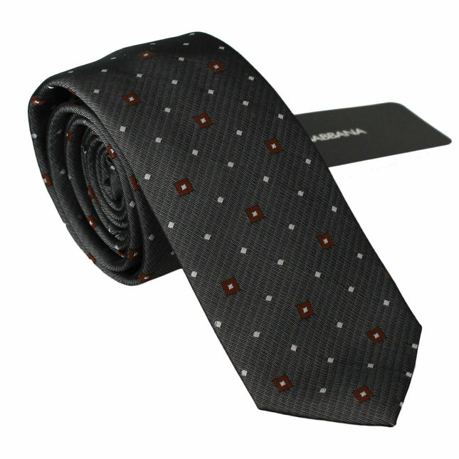 Dolce & Gabbana Gray Patterned Classic Mens Slim Necktie