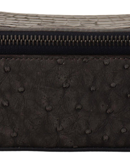 Dolce & Gabbana Gray Skin Leather Vanity Case Toiletry Shaving Bag