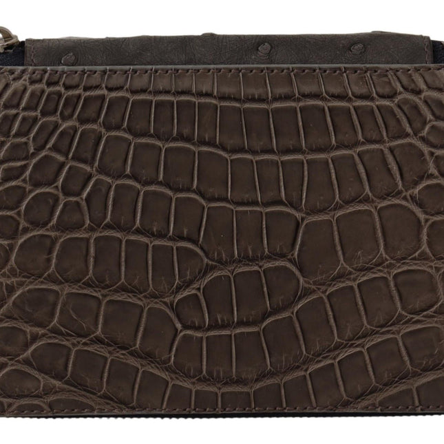 Dolce & Gabbana Gray Skin Leather Vanity Case Toiletry Shaving Bag