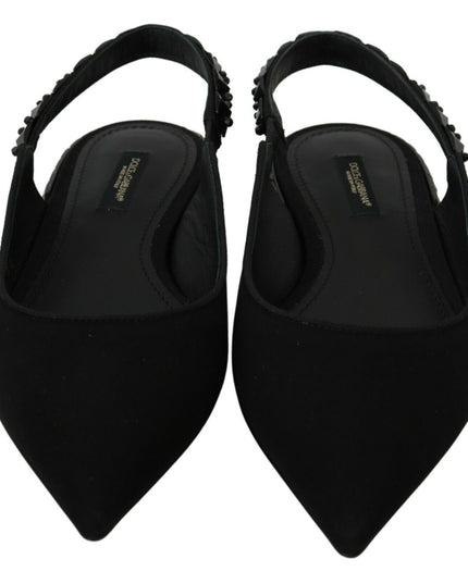 Dolce & Gabbana Black Flats Slingback Charmeuse Shoes