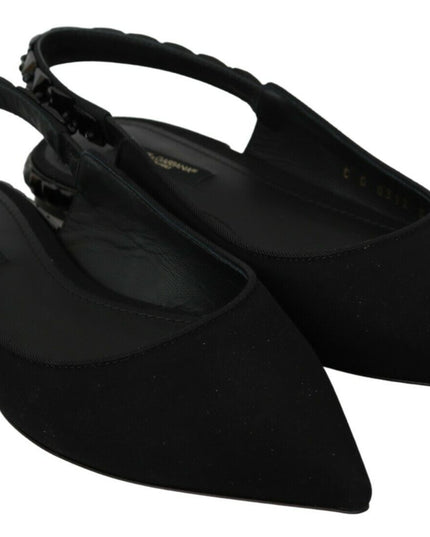 Dolce & Gabbana Black Flats Slingback Charmeuse Shoes