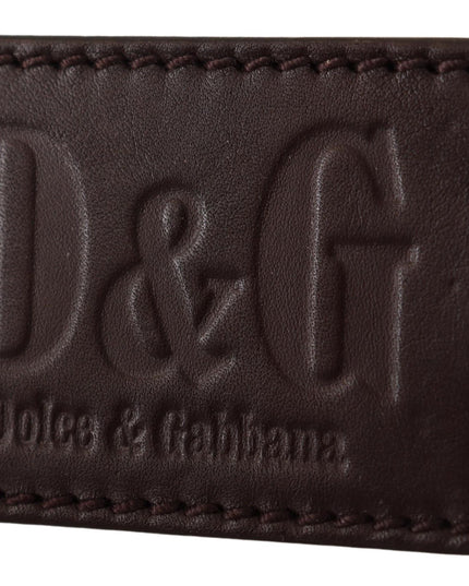 Dolce & Gabbana Brown Leather Logo Metal Ring Hook Keychain