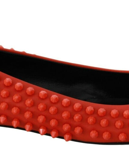 Philipp Plein Orange Leather Ballerina WHAT I DO Flats Shoes