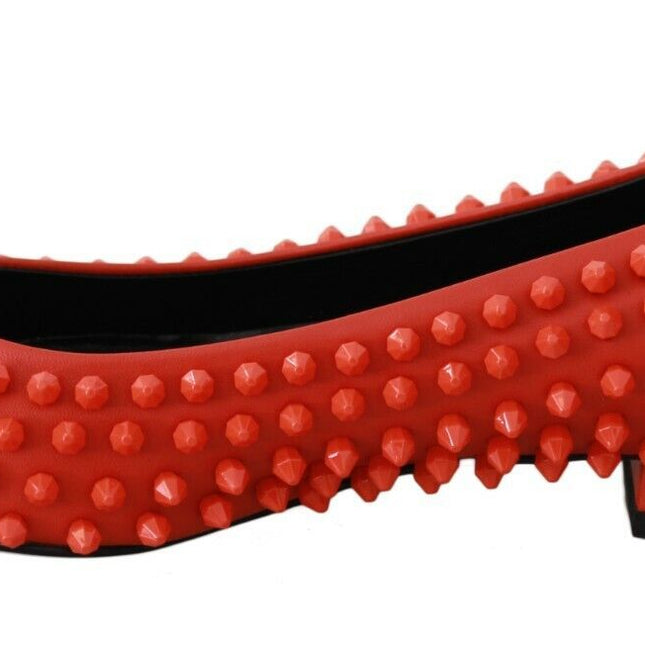 Philipp Plein Orange Leather Ballerina WHAT I DO Flats Shoes