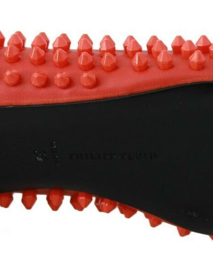 Philipp Plein Orange Leather Ballerina WHAT I DO Flats Shoes