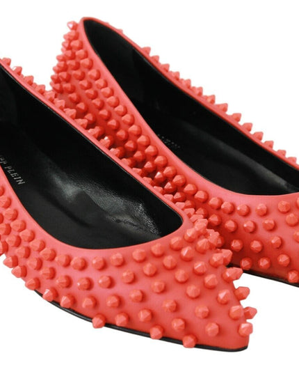 Philipp Plein Orange Leather Ballerina WHAT I DO Flats Shoes