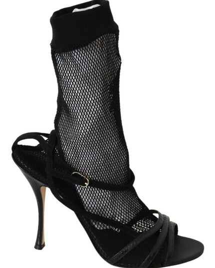 Dolce & Gabbana Black Suede Short Boots Sandals Shoes