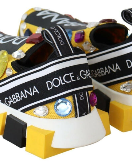 Dolce & Gabbana Yellow Multicolor Crystals Sneakers Shoes
