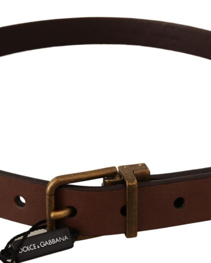 Dolce & Gabbana Brown Leather Rustic Buckle Cintura Belt