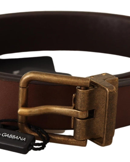 Dolce & Gabbana Brown Leather Rustic Buckle Cintura Belt