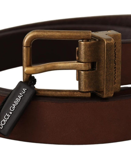 Dolce & Gabbana Brown Leather Rustic Buckle Cintura Belt