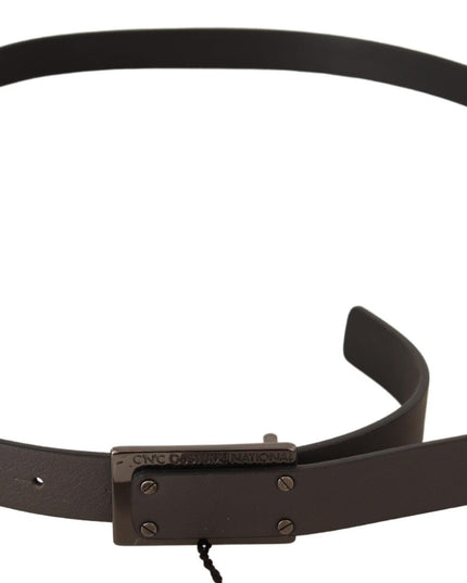 Costume National Dark Brown Leather Logo Buckle Belt