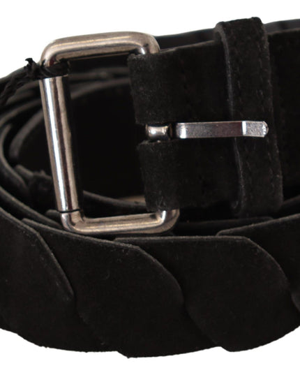 GF Ferre Black WX Silver Tone Buckle Waist Belt