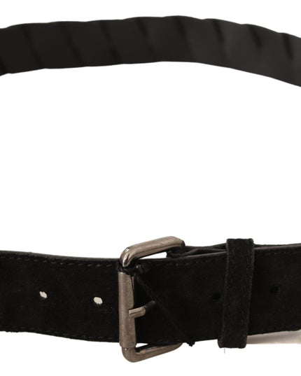 GF Ferre Black WX Silver Tone Buckle Waist Belt