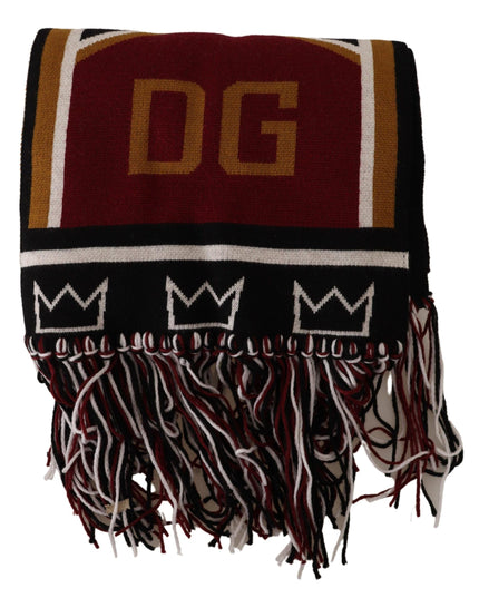 Dolce & Gabbana Multicolor Wool Knit DG King Shawl Wrap Scarf