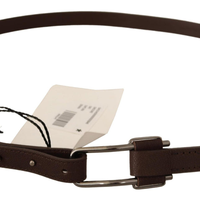Costume National Brown WX Silver Metal Buckle Belt