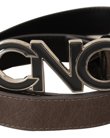 Costume National Brown Letter Logo Buckle Belt