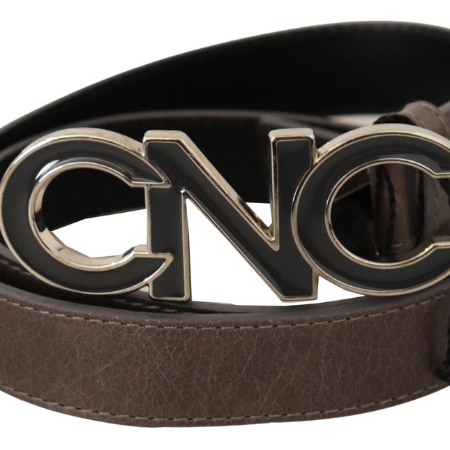 Costume National Brown Letter Logo Buckle Belt