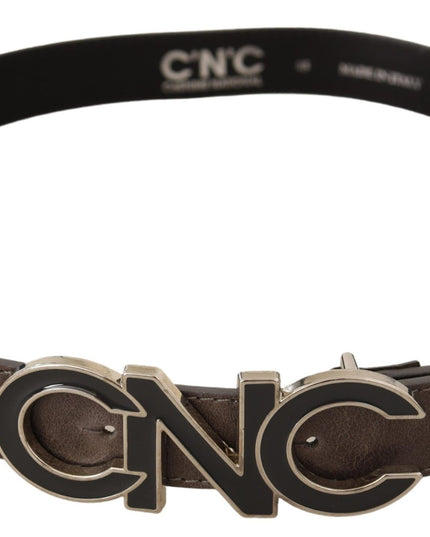 Costume National Brown Letter Logo Buckle Belt