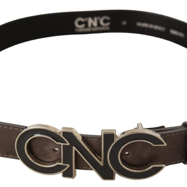 Costume National Brown Letter Logo Buckle Belt
