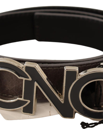 Costume National Brown Letter Logo Buckle Belt